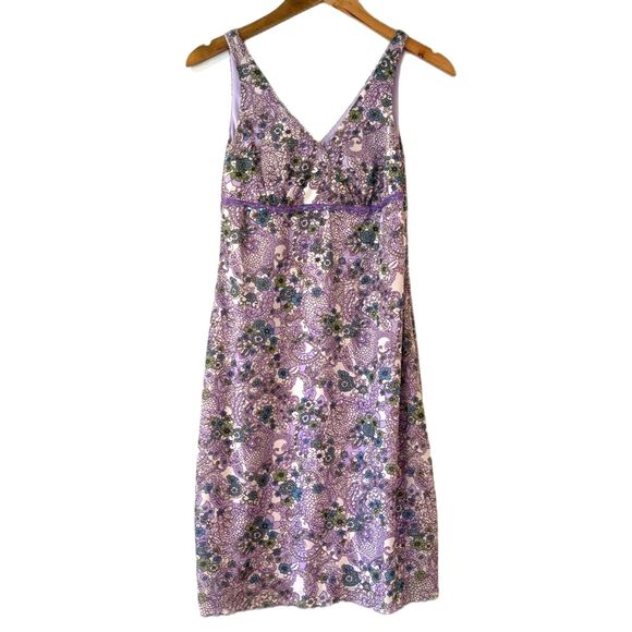 Vintage Y2k Xhilaration Slip Dress Purple Paisley Midi Stretch Lined Medium - Picture 3 of 7